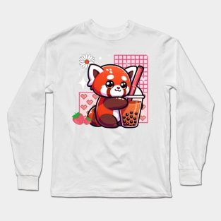 Red Panda Boba Long Sleeve T-Shirt